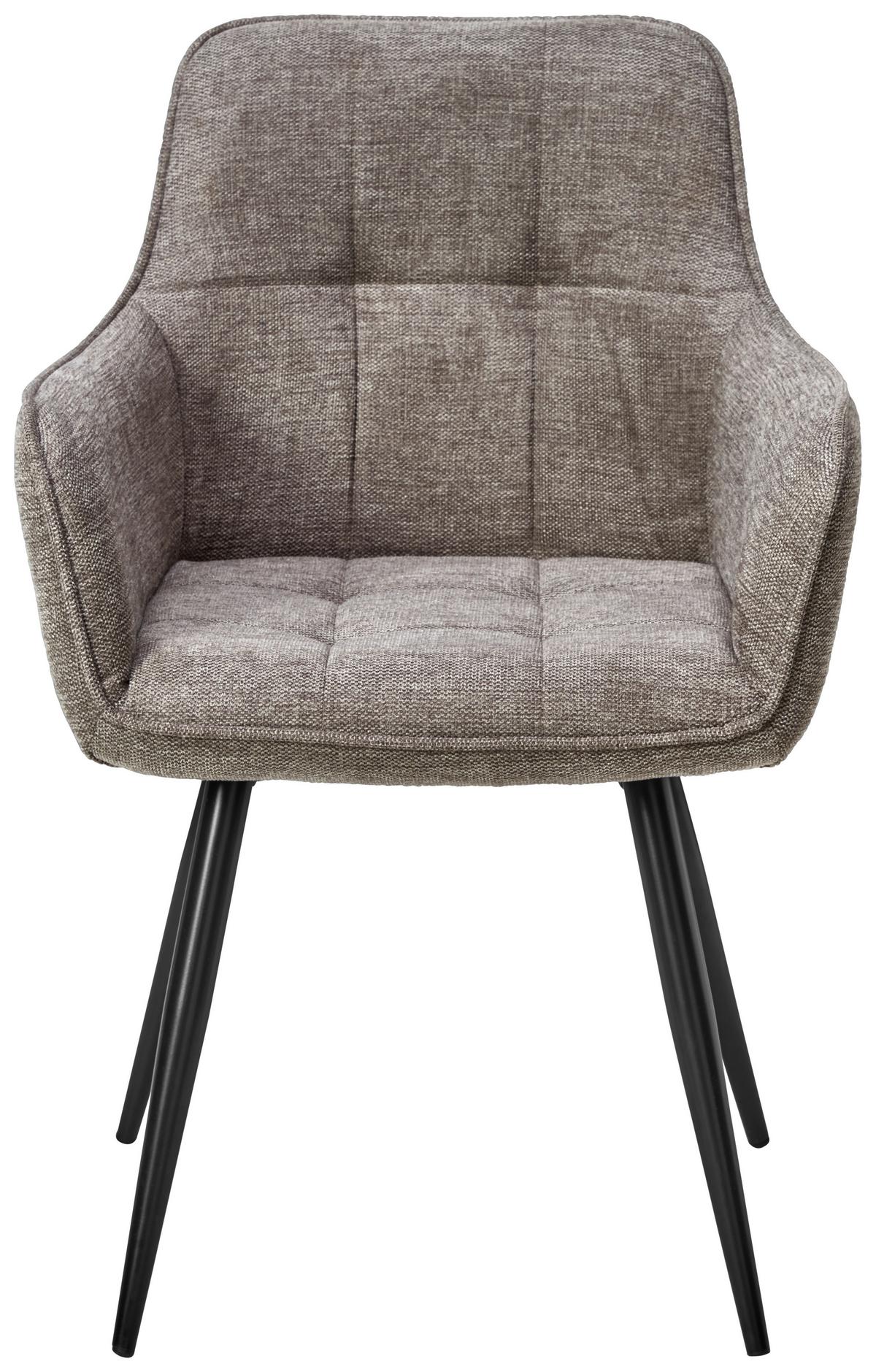 Armlehnstuhl Leicester - Schwarz/Braun, LIFESTYLE, Textil/Metall (57/84/60cm) - MID.YOU