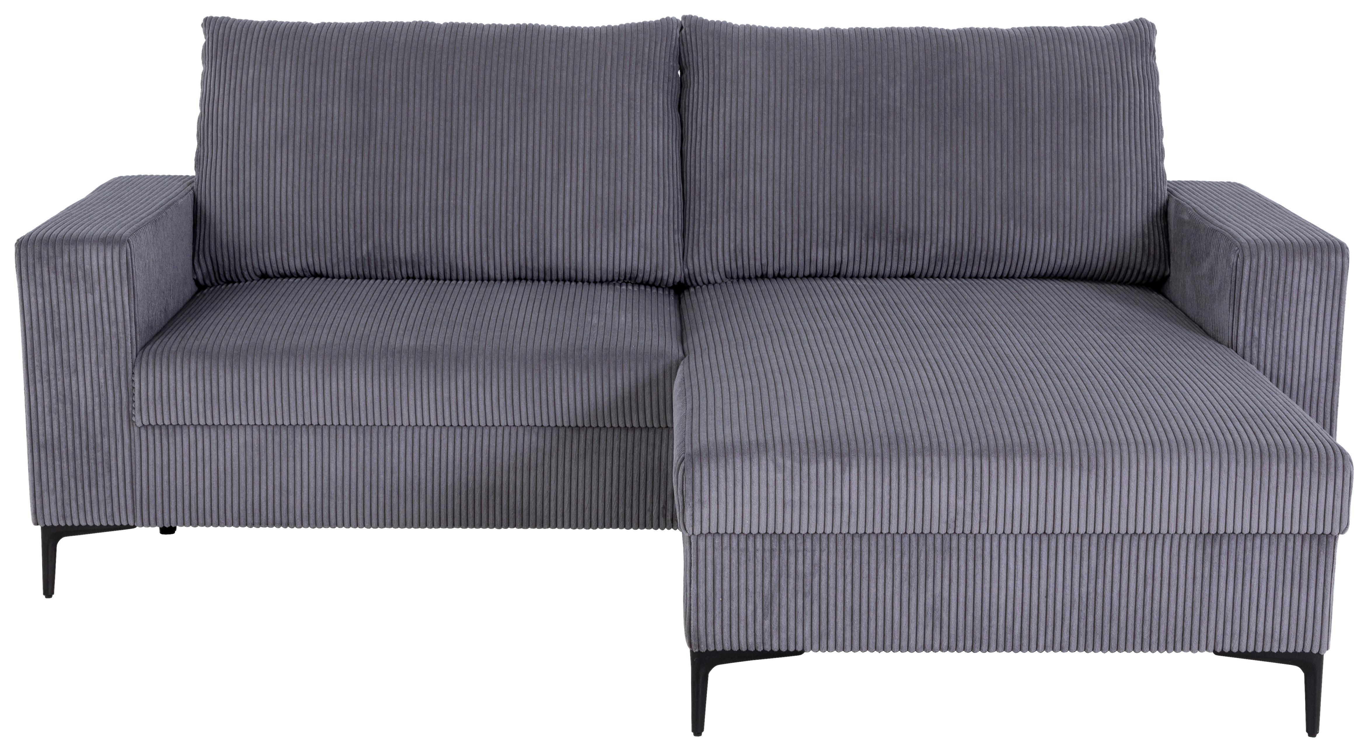 Ecksofa Toffee Mit Kissen, Anthrazit Cord 208x140 Cm - Anthrazit/Schwarz, Basics, Holz/Textil (208/140/88cm)