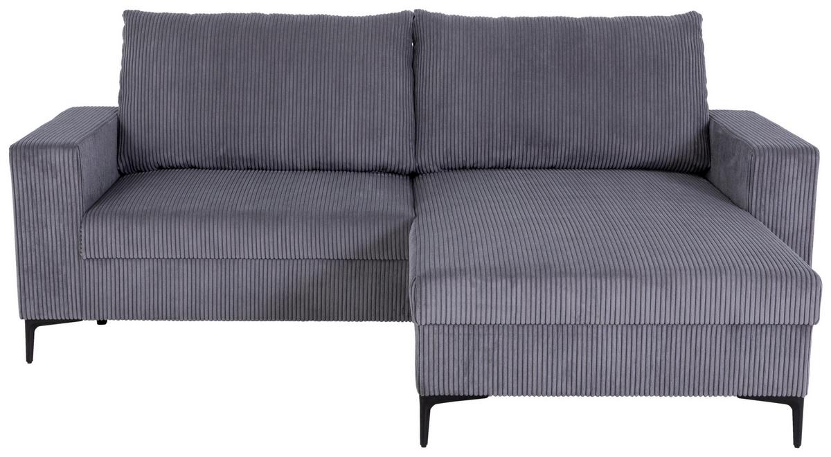 Ecksofa Toffee mit Kissen, Anthrazit Cord 208x140 cm - Anthrazit/Schwarz, Basics, Holz/Textil (208/140/88cm)