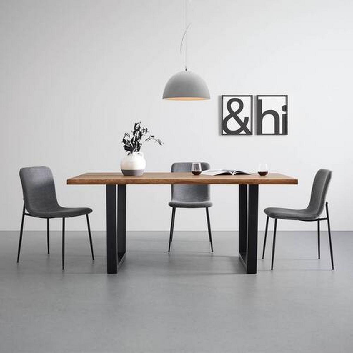 Jídelní stůl Juno 180x90 cm - černá/barvy dubu, Moderní, kov/dřevo (180/90/76cm) - Bessagi Home