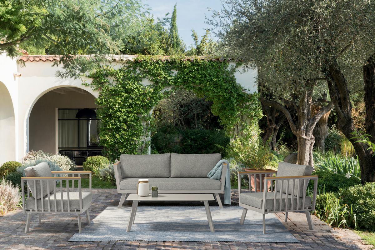 Loungegarnitur Gondola - Taupe/Grau, MODERN, Kunststoff/Textil (175/70/72cm) - Acamp
