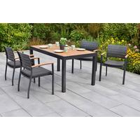 Gartentischgruppe 5-teilig. inkl. Sitzkissen - Graphitfarben/Naturfarben, KONVENTIONELL, Kunststoff/Textil (55/84/61cm) - Gardenson