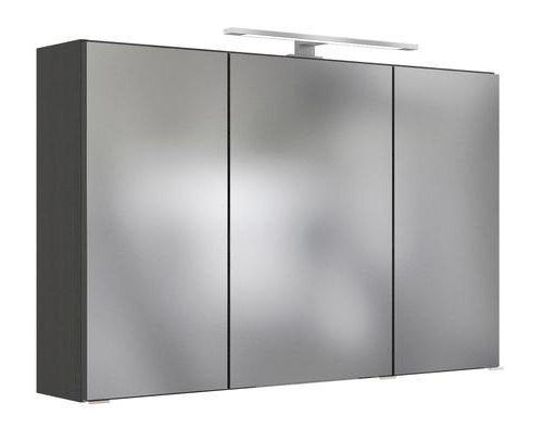 Spiegelschrank Arezzo mit Led 3-Türig BxHxT: 120x64x20 cm - Graphitfarben, Basics, Glas/Holzwerkstoff (120/64/20cm) - Held