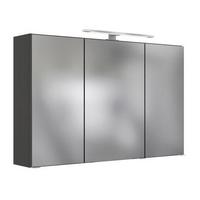 Spiegelschrank Arezzo Mit Led 3-Türig Bxhxt: 120x64x20 Cm - Graphitfarben, Basics, Glas/Holzwerkstoff (120/64/20cm) - Held