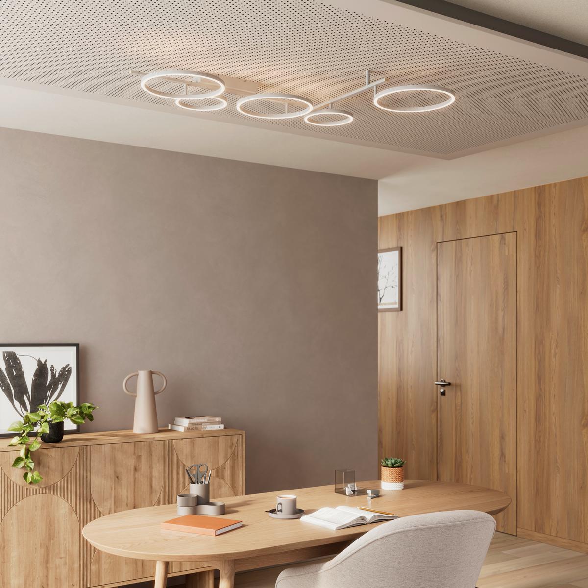 LED-DECKENLEUCHTE CEMIL - Sandfarben, Basics, Kunststoff/Metall (125/88/12cm) - Luca Bessoni