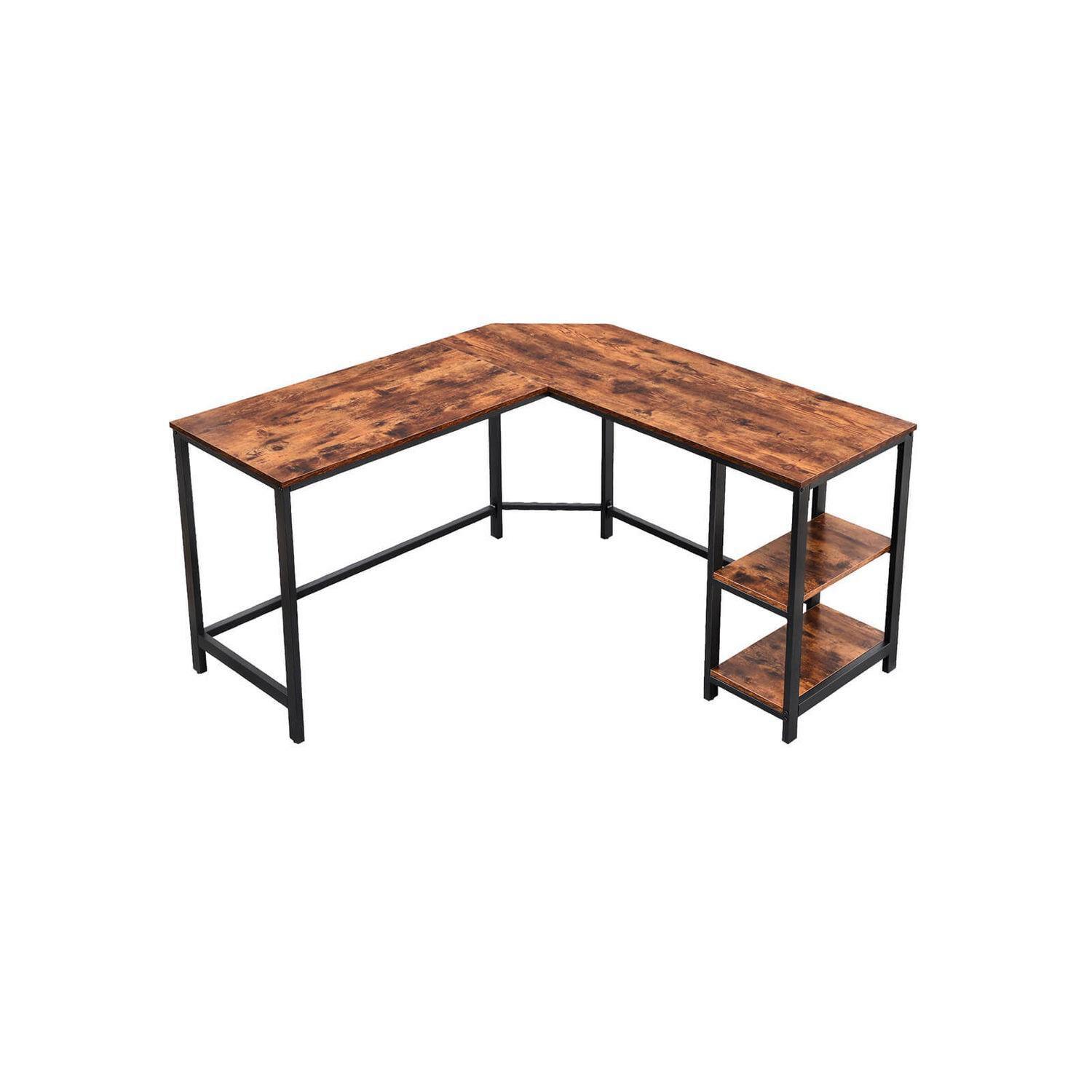 Eckschreibtisch Iron B: 138 cm Braun/Schwarz - Schwarz/Braun, Basics, Holzwerkstoff/Metall (138/138/76cm) - Boxxx