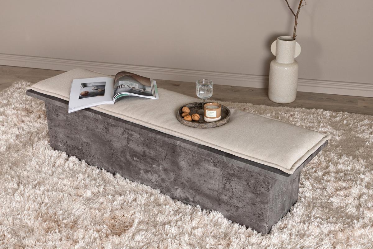 Sitzbank Kellogg - Weiß/Grau, Design, Holzwerkstoff/Textil (160/45/40cm) - Livetastic