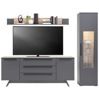 Wohnkombination Modern 3-Tlg. Atlanta Grau/Eiche Dekor - Eichefarben/Silberfarben, MODERN, Glas/Holzwerkstoff (250/203,2/46,2cm)