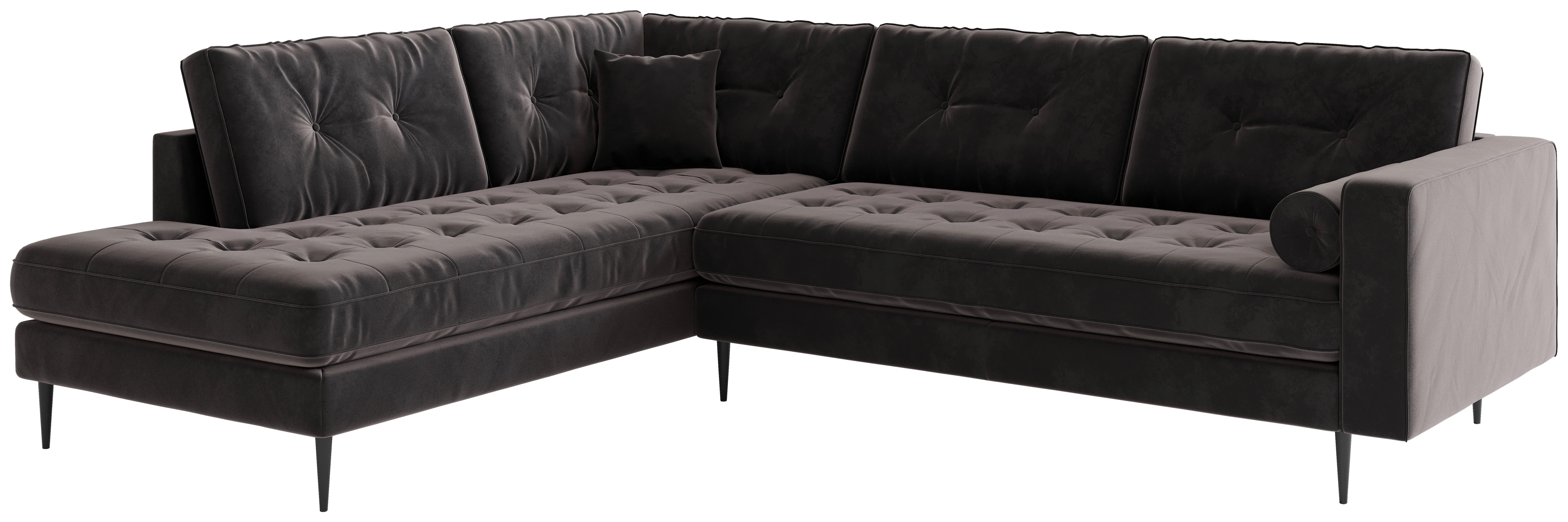 Ecksofa Scott - Edelstahlfarben/Anthrazit, Design, Textil (259/206cm) - Livetastic