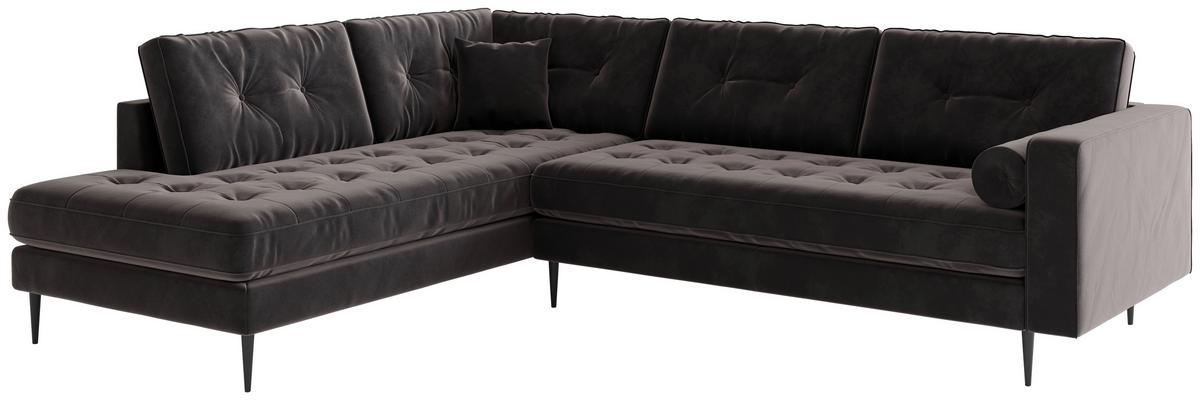 Ecksofa Scott - Edelstahlfarben/Anthrazit, Design, Textil (259/206cm) - Livetastic