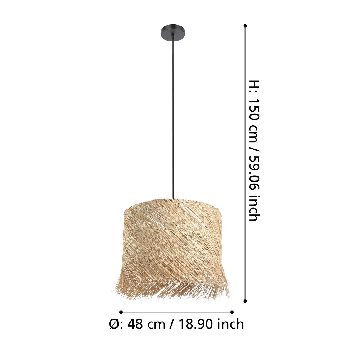 Hängeleuchte 390238*paisano - Schwarz, Design, Metall (48/150cm) - Eglo