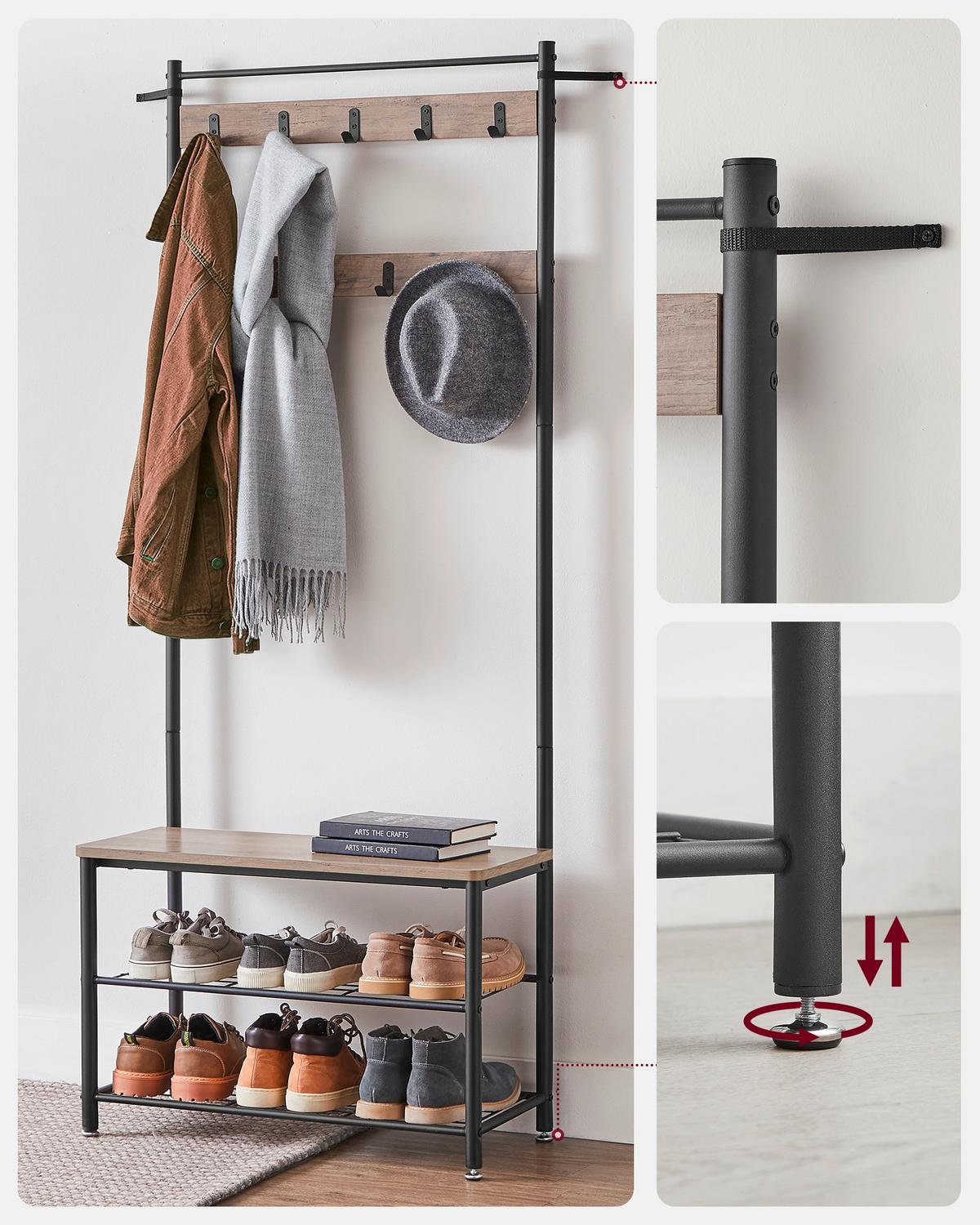 ŠATNA GRAU - šedá/černá, Trend, kov/kompozitní dřevo (70/175/32cm) - Boxxx