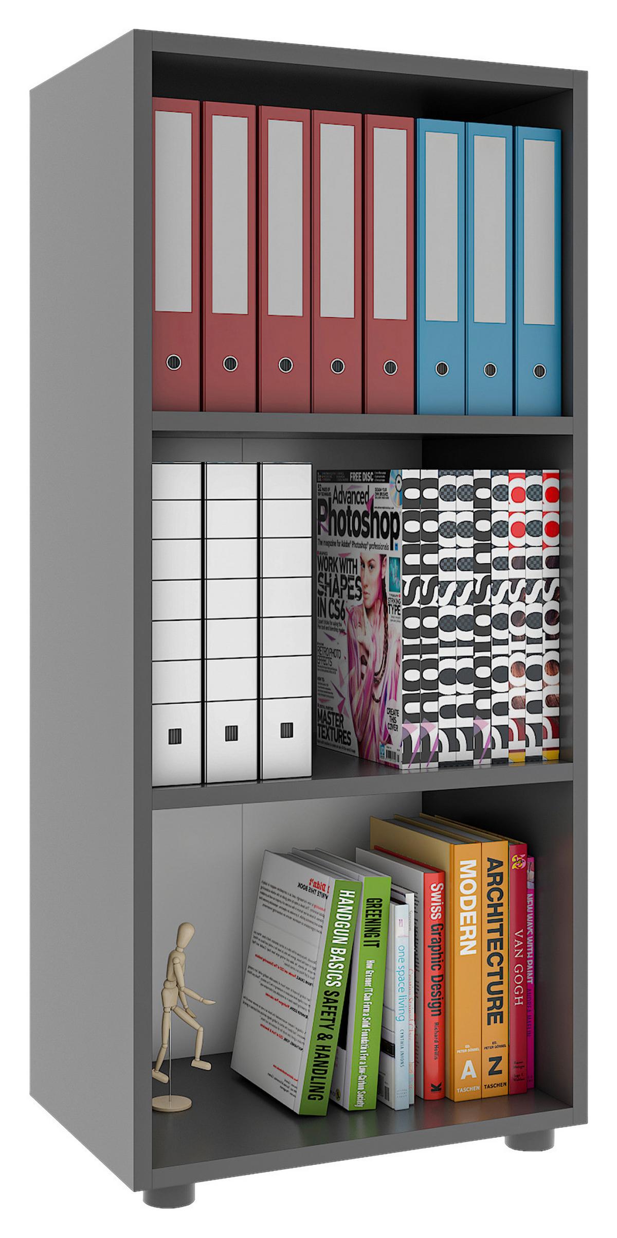 Regál na šanóny Ulas š: 49 cm, antracitový - čierna/antracitová, Modern, kompozitné drevo/plast (49/108/32cm) - MID.YOU