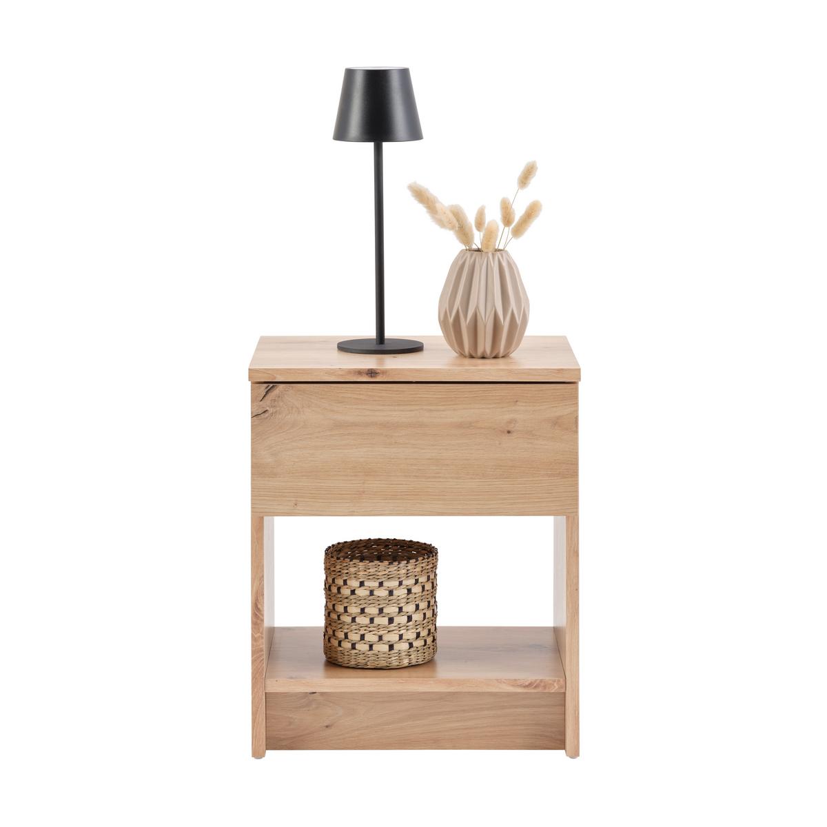 Nachtkästchen Ribe Eiche Artisan, 1 Lade, B: 40cm - Eiche Artisan, Basics, Holzwerkstoff (40/48/30cm) - P & B