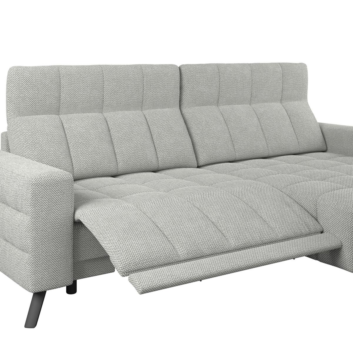 Ecksofa Milano Microfaser hellgrau, B: 256 cm - Hellgrau/Schwarz, MODERN, Holz/Textil (256/178cm) - Luca Bessoni