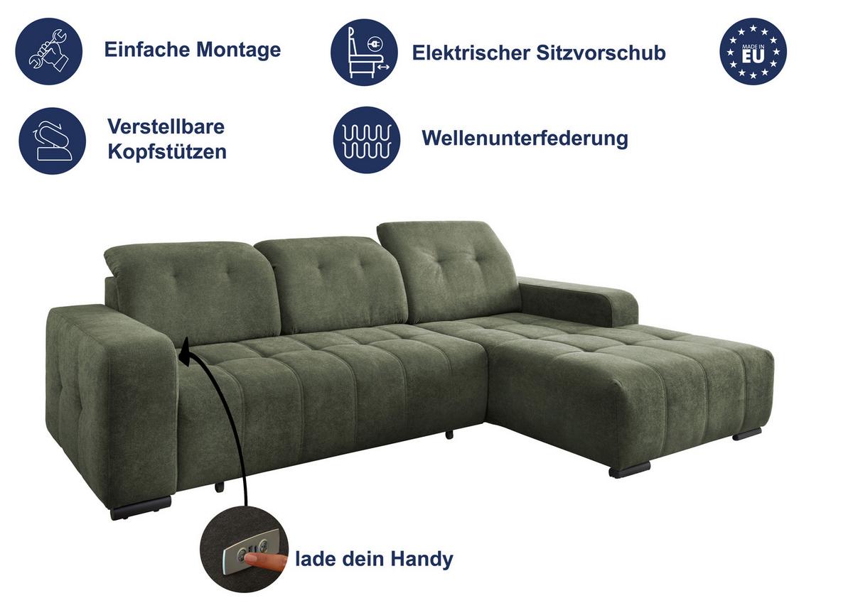 Ecksofa Vicari Rot S: 292x185 Cm - Rot/Schwarz, MODERN, Textil (292/185cm) - Livetastic