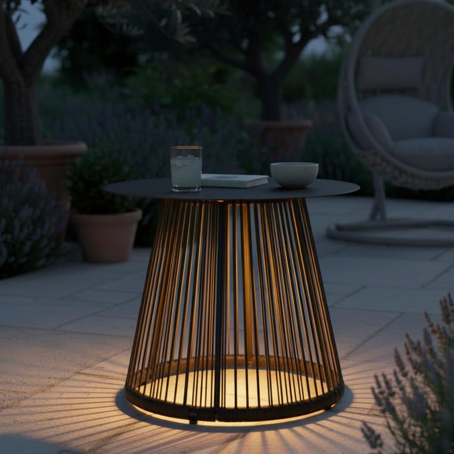 ZAHRADNÍ ODKLÁDACÍ STOLEK RUFFY - černá, Moderní, kov/plast (55/47/55cm) - Bessagi Garden