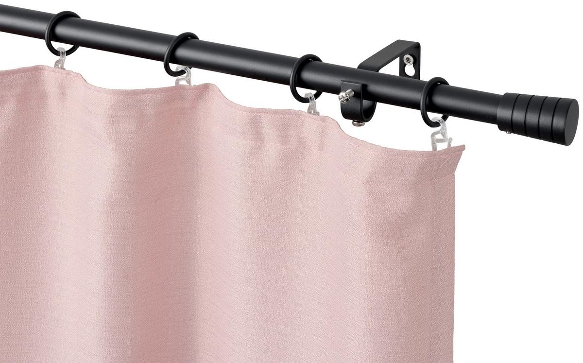 Rundstangengarnitur Lexia 1-Lfg Schwarz L: 130-240 cm - Schwarz, KONVENTIONELL, Metall (130-240cm) - Ondega
