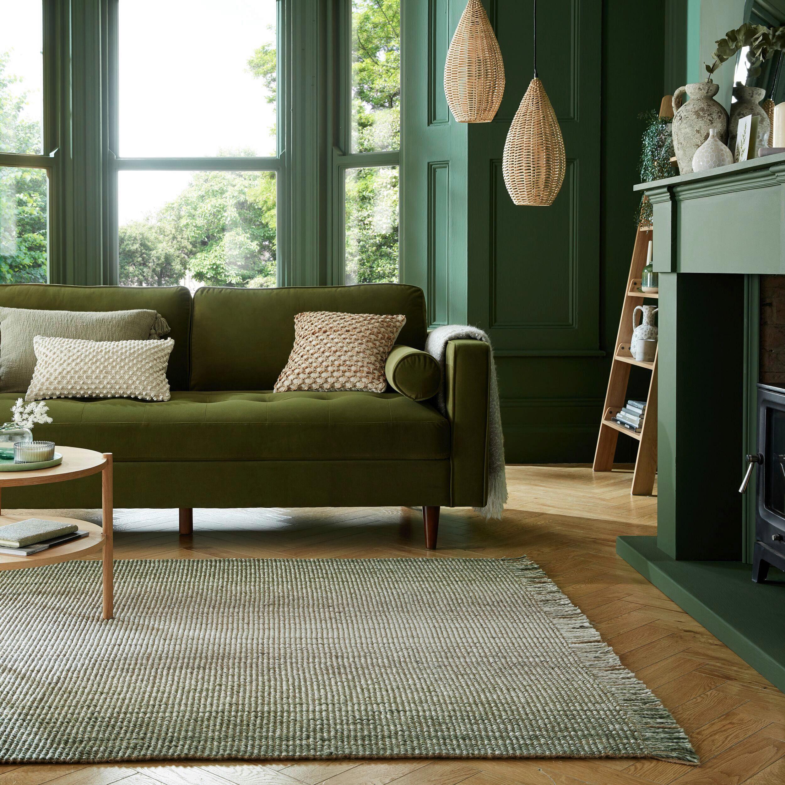 Handwebteppich Ombre - Grün, KONVENTIONELL, Textil (60/110cm)