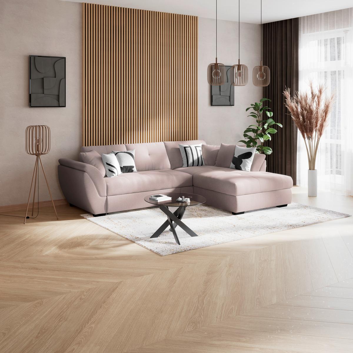 Ecksofa mit Schlaffunktion Berisso new Greige 278x187 cm - Greige/Schwarz, KONVENTIONELL, Textil (278/187cm) - Ondega