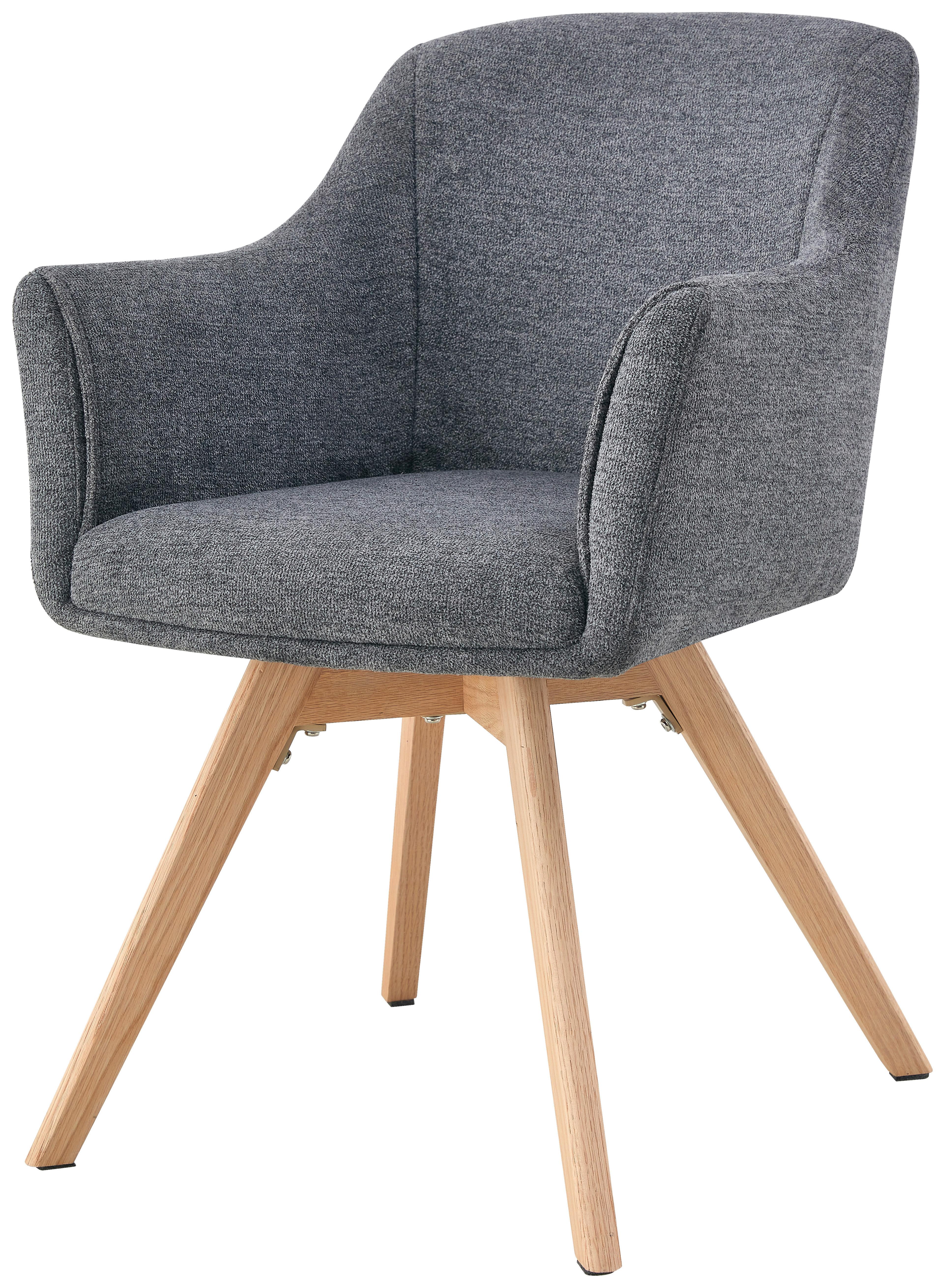 Armlehnstuhl Mats Webstoff Grau, B: 61 Cm - Naturfarben/Grau, KONVENTIONELL, Holz/Textil (61/85,5/63,5cm) - Livetastic