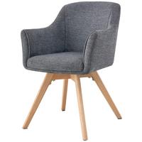 Armlehnstuhl Mats Webstoff Grau, B: 61 cm - Naturfarben/Grau, KONVENTIONELL, Holz/Textil (61/85,5/63,5cm) - Livetastic