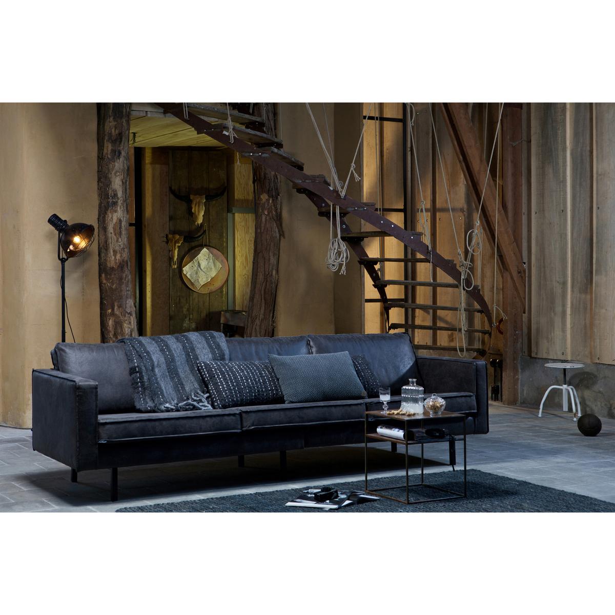 3-sitzer-sofa Rodeo Schwarz B: 277cm - Schwarz, Design, Leder/Metall (277/85/86cm) - Livetastic