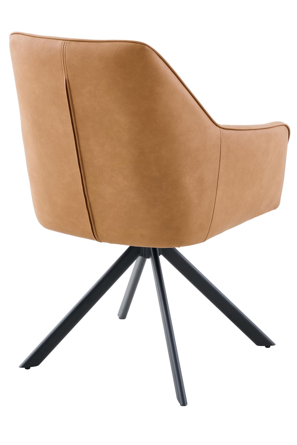 Armlehnstuhl-Set Polina S 2er-Set - Cognac/Schwarz, MODERN, Textil/Metall (62/92/68cm) - MID.YOU