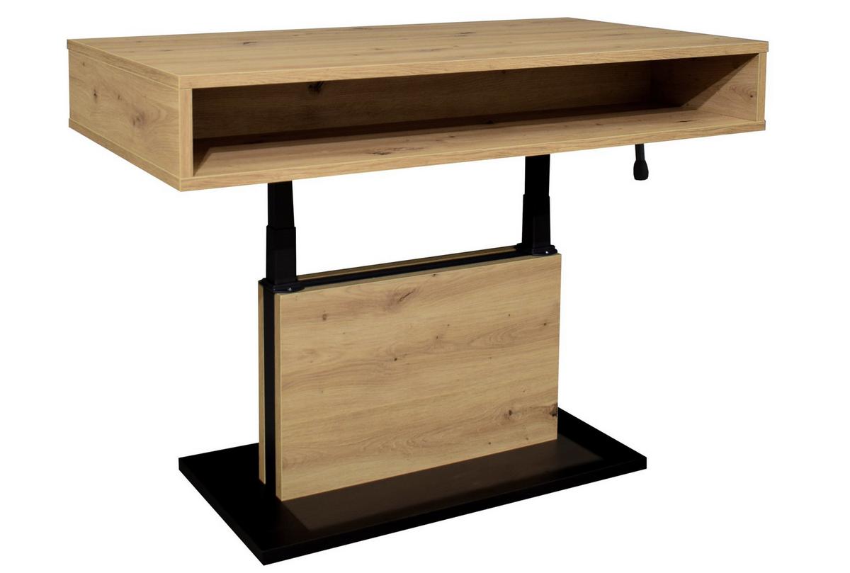 Couchtisch Lift Eiche Wotan/Schwarz B: 110 cm - Schwarz/Eiche Artisan, Design, Holzwerkstoff/Metall (110/58-77/60cm) - MID.YOU