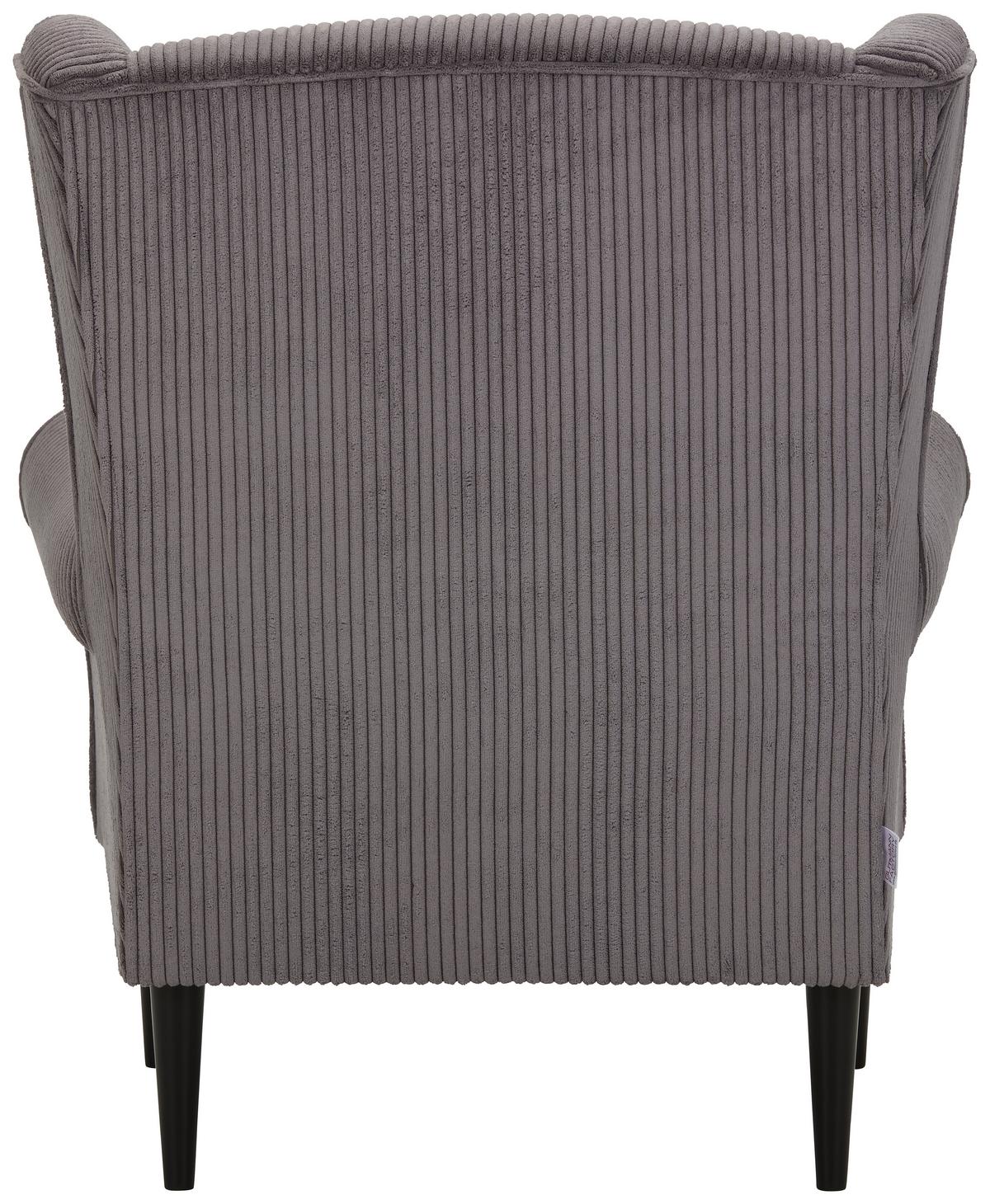 Kreslo - ušiak VIOLA, tmavosivý menčester - čierna/tmavosivá, drevo/textil (82/95/85cm) - Mömax