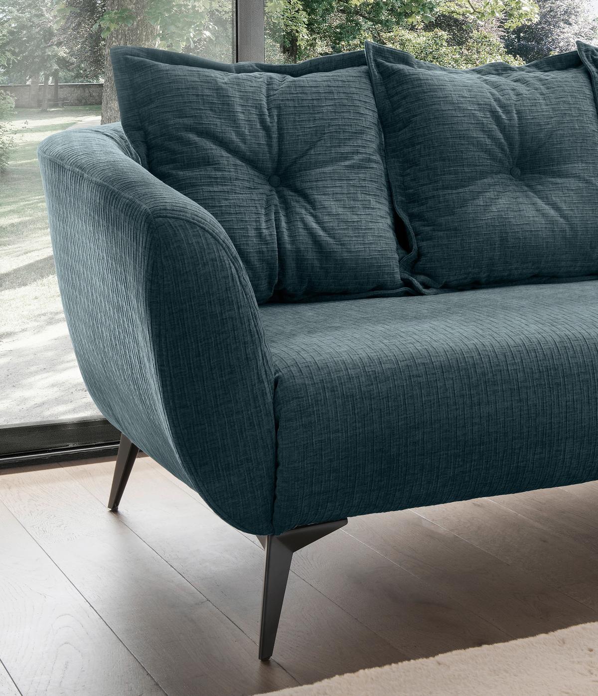 2,5-Sitzer Baggio Blau B: 196 cm - Blau/Schwarz, MODERN, Textil (196/94/103cm) - Livetastic