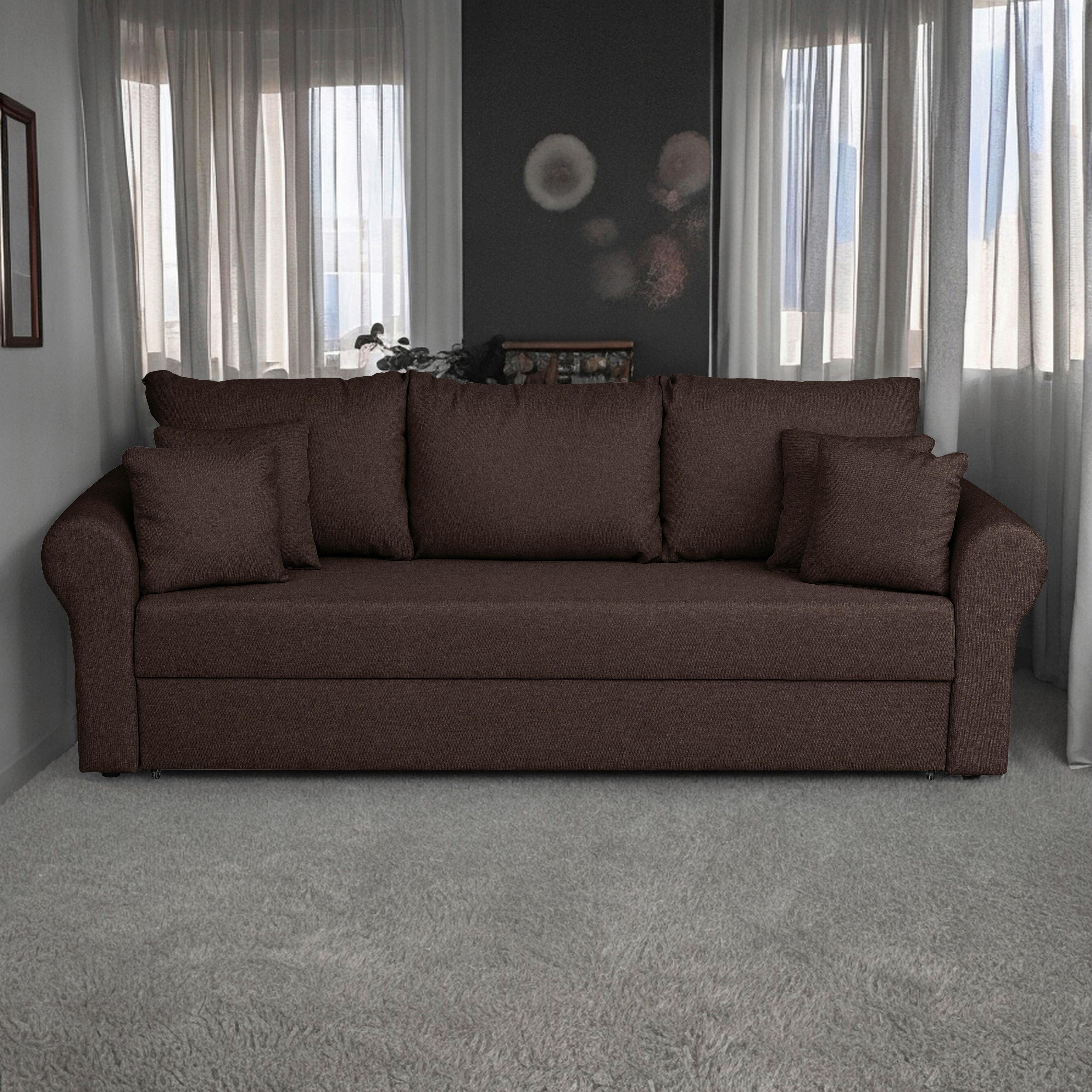 Schlafsofa Sara - Dunkelbraun/Schwarz, Design, Textil (235/75/90cm) - P & B