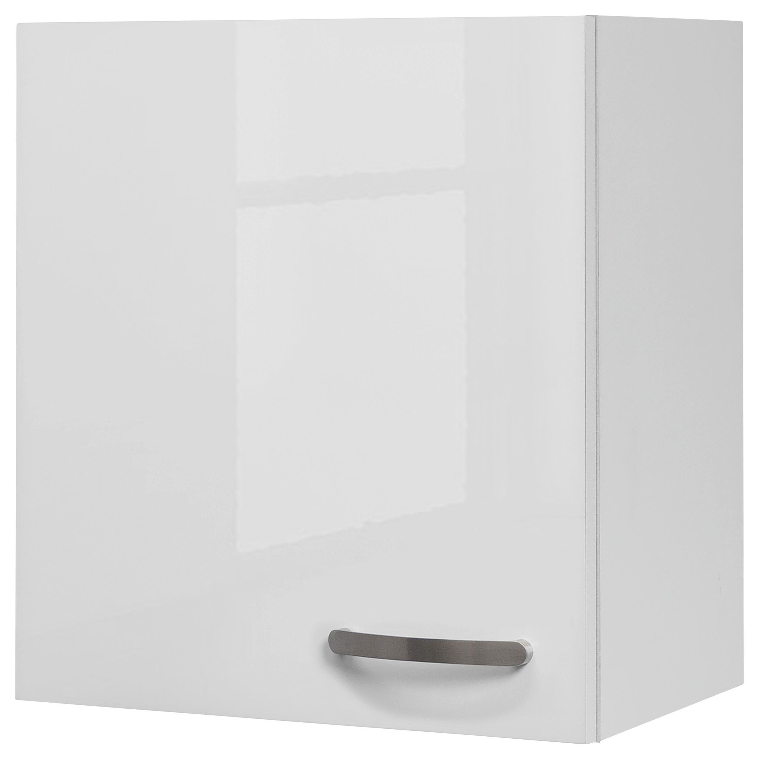 Felsőszekrény Alba - magasfényű fehér/fehér, Modern, faalapú anyag (50/54,8/32cm)