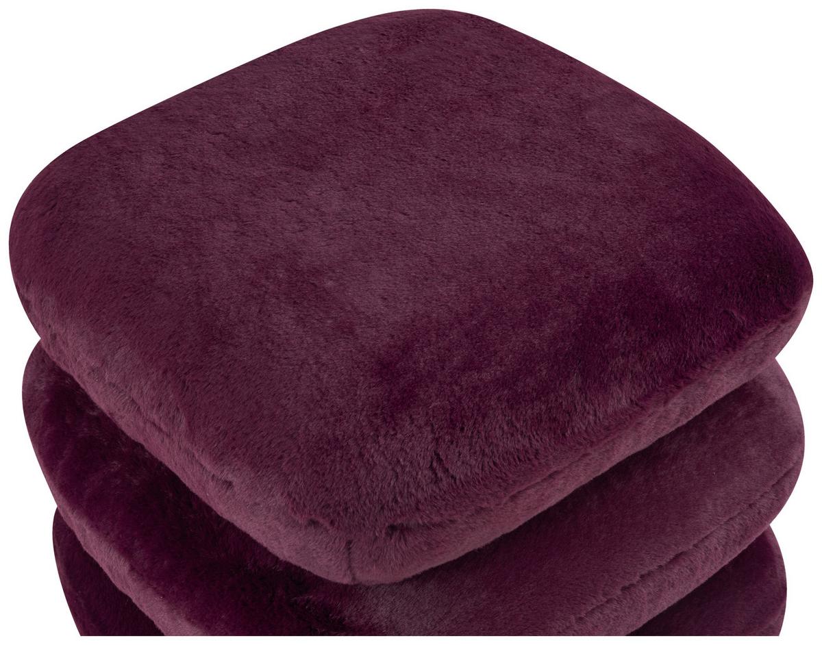 Dizajnová taburetka VICKY, bordová umelá kožušina - bordová, Modern, kov/drevo (54/54/44cm) - Premium Living
