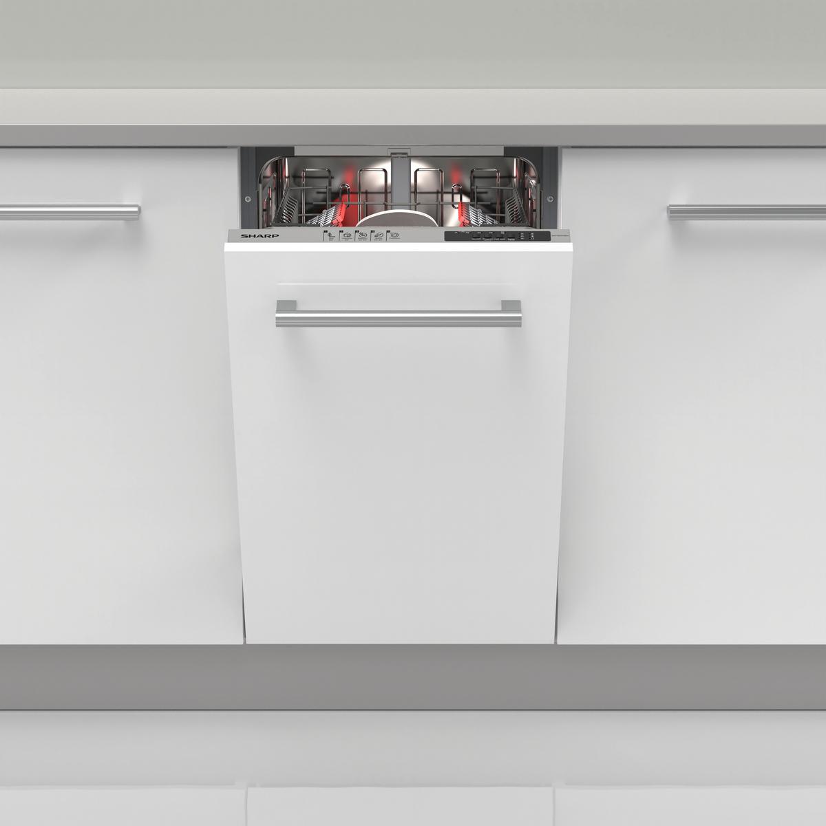 Einbau-geschirrspüler Hf 3c7low B: 45 Cm Vollintegriert - Basics, Kunststoff/Metall (45/82/55cm) - Sharp
