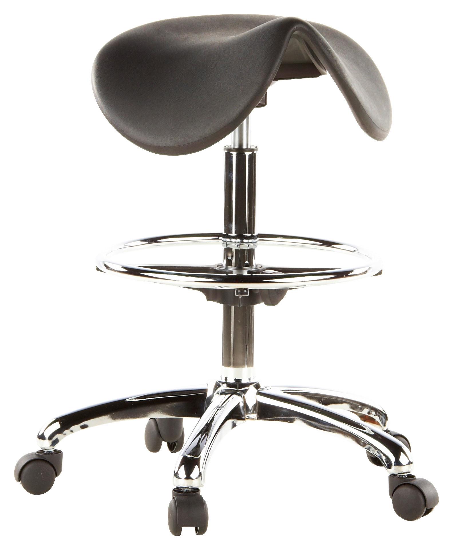 Bürohocker Top Work 13 Schwarz - Chromfarben/Schwarz, MODERN, Kunststoff/Metall (62/60/62cm) - MID.YOU