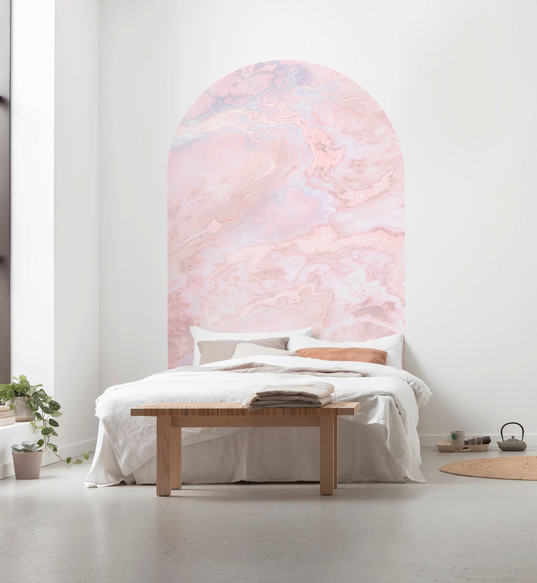Fototapete Mármol Rosa - Blau/Rosa, Trend, Papier (127/200cm) - Komar