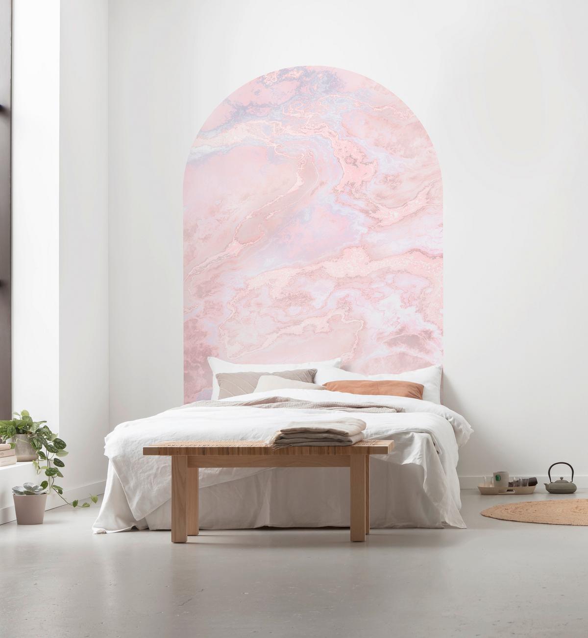 Fototapete Mármol Rosa - Blau/Rosa, Trend, Papier (127/200cm) - Komar