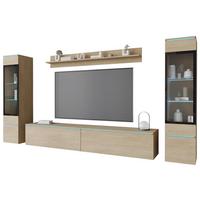 Obývací stěna VERA - šedá/barvy dubu, Design, kompozitní dřevo/plast (240/130/33cm) - Livetastic