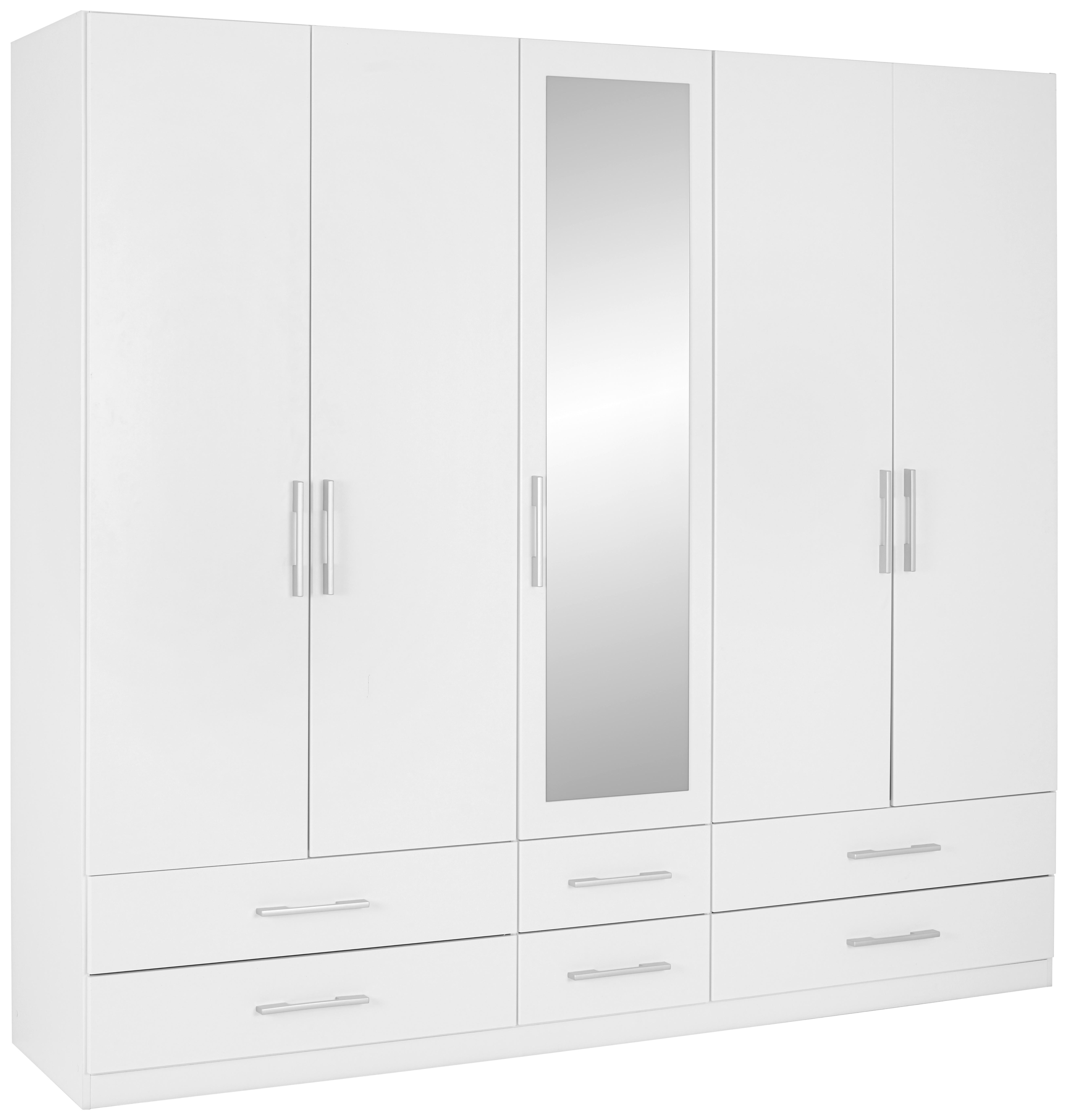 Drehtürenschrank mit Spiegel 226cm Herford Alpinweiß Dekor - Weiß, MODERN, Glas/Holzwerkstoff (226/210/54cm)