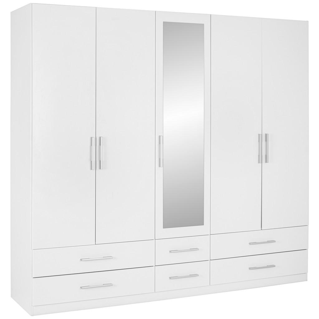 Drehtürenschrank mit Spiegel 226cm Herford Alpinweiß Dekor