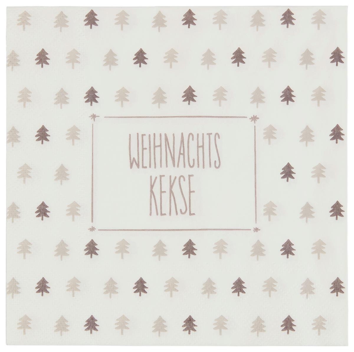 Serviette Risor Weihnachten Grau/weiß 20 Stk., 17x17 Cm - Weiß/Grau, KONVENTIONELL, Papier (17/3/17cm)