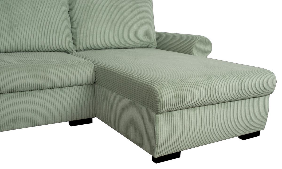 Eckschlafsofa Vasco Grün S: 233x168 cm - Schwarz/Grün, Trend, Textil (233/168cm)