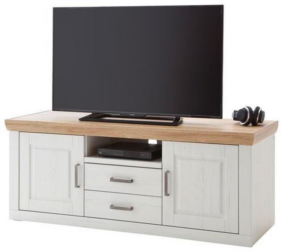 TV-Element Brixen B: 158 cm Eiche/Pinie Dekor - Eichefarben/Schwarz, LIFESTYLE, Holzwerkstoff (158/63/52cm) - Livetastic