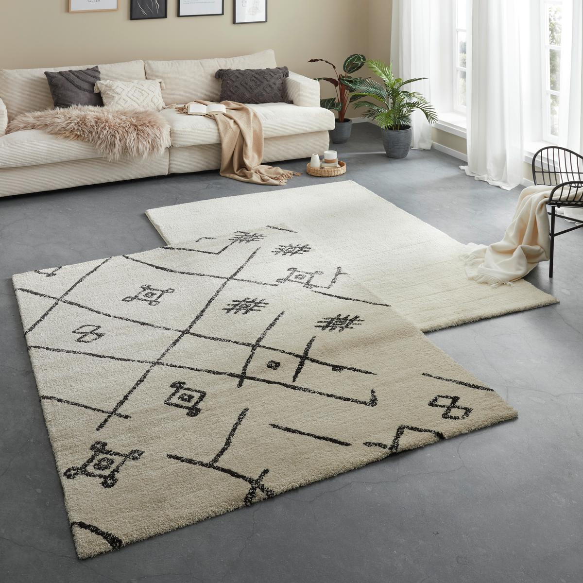 SHAGGY KOBEREC Stefan 1, 80/150cm, bílá - bílá, Moderní, textil (80/150cm) - Mömax