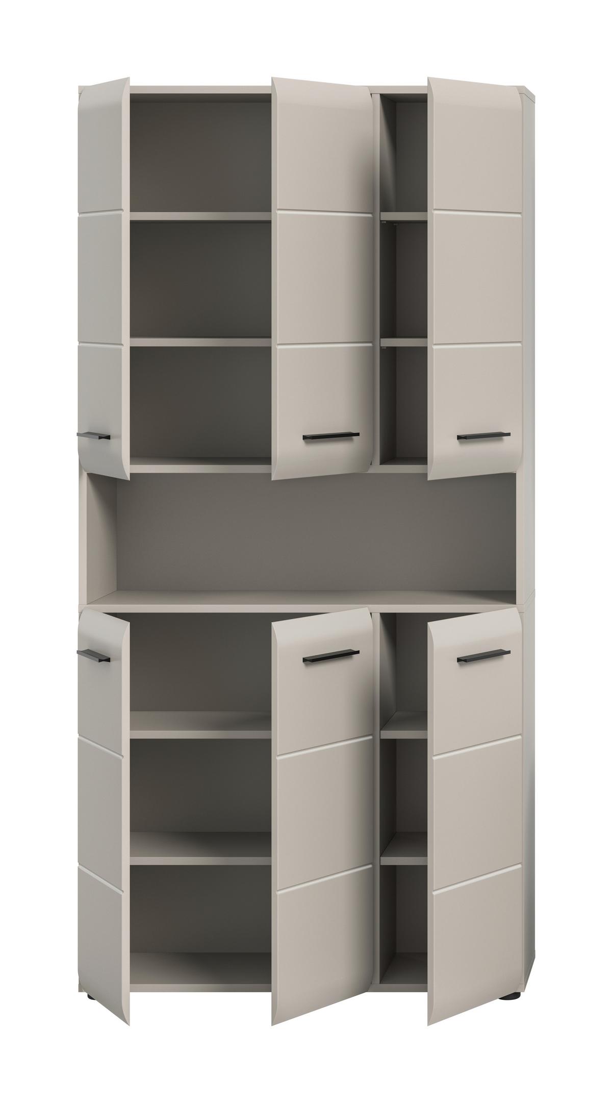 Hochschrank Ice Kaschmir B: 90cm - Kaschmir/Schwarz, Trend, Holzwerkstoff (90/185/30cm) - MID.YOU