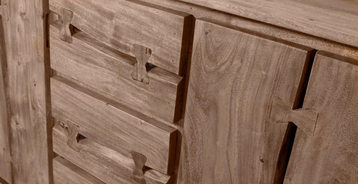 Sideboard Akazie/Schwarz B: 140cm - Schwarz/Naturfarben, Design, Holz/Metall (140/90/40cm) - MID.YOU