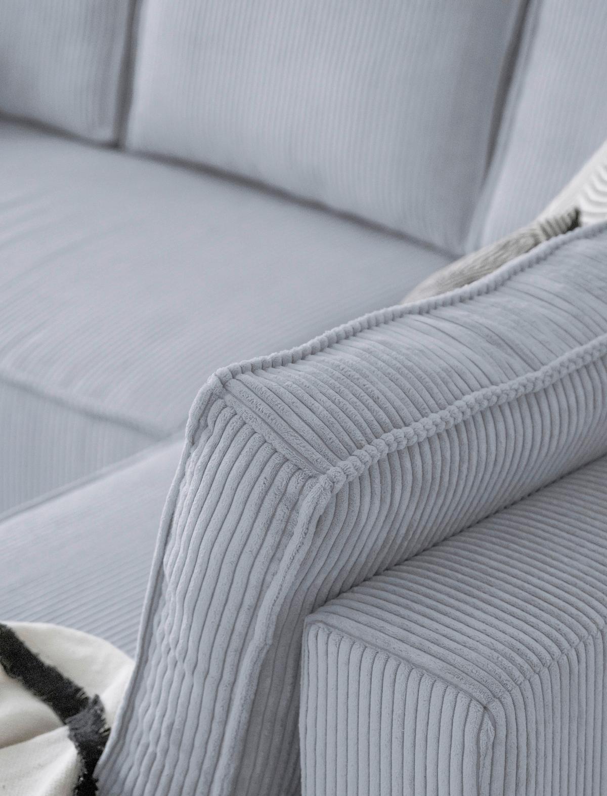 Rohová sedačka OLIVER, světle šedá, manšestr, pravá - černá/světle šedá, Design, textil/plast (156/322/194cm) - MID.YOU