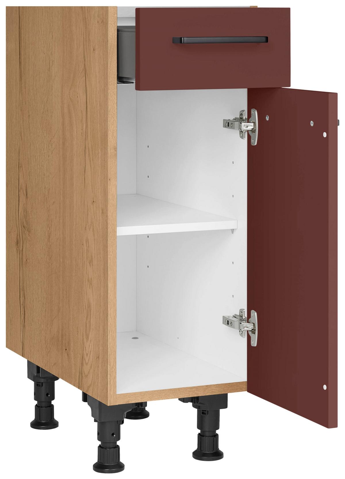 Schubkastenunterschrank Easytouch - Eichefarben/Rot, MODERN, Holzwerkstoff (30/87/56cm) - Nobilia