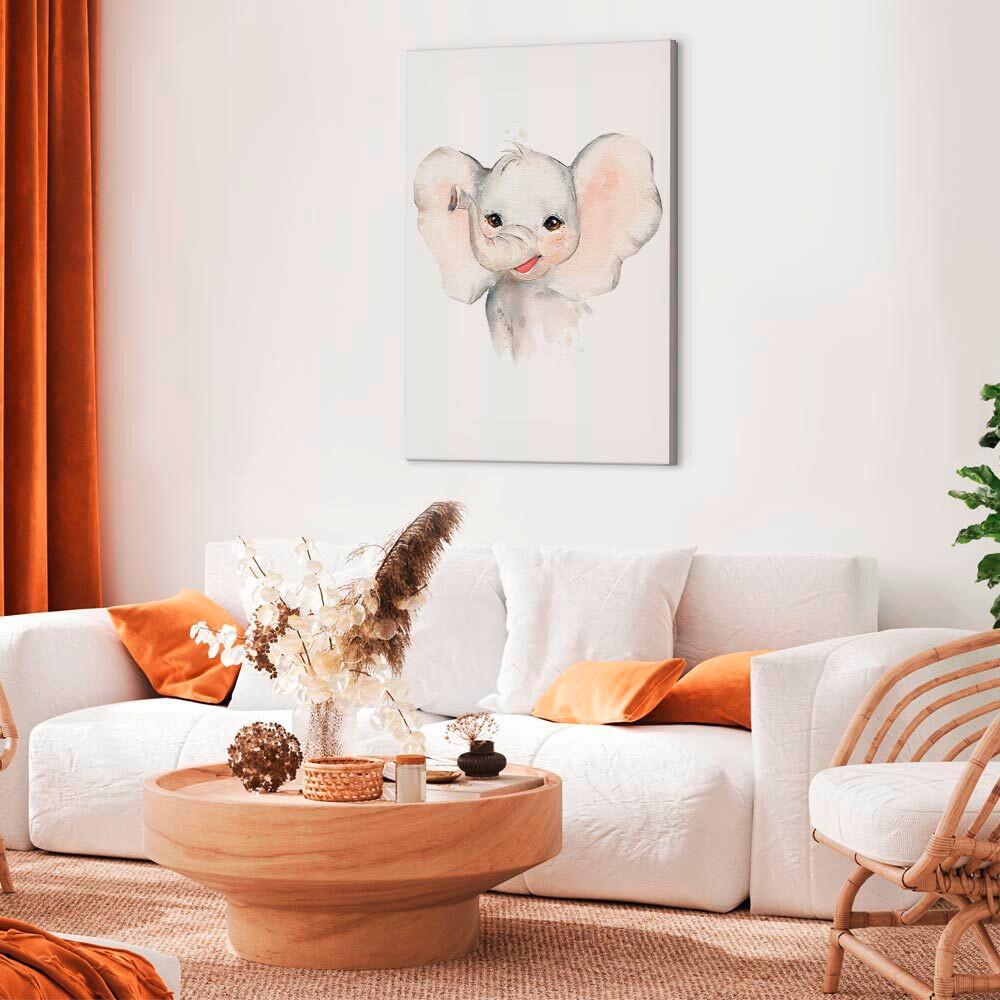Leinwandbild Elephant Weiß Hellgrau B: 60 cm - Hellgrau/Weiß, Basics, Holz/Textil (60/90/1,2cm) - artgeist